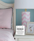 Engineer Decor Wooden Box Sign For Home Office Shelf Or Table Nerdy Yet Cool Gift Against Bedroom Lamp on Nightstand