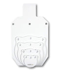 Heavy Duty AR500 Steel Target Set For Rifle And Pistol Practice, displaying multiple gongs and silhouette plate, white coating