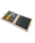 Rock Solid Set of Five 1/2 Inch Indexable Carbide Lathe Turning Tool Bits With Chip Breaker Inserts For Precision Metalworking And Heavy Duty DIY Projects Right Left Threading Plus Angled Styles in wooden storage box, showing tools.
