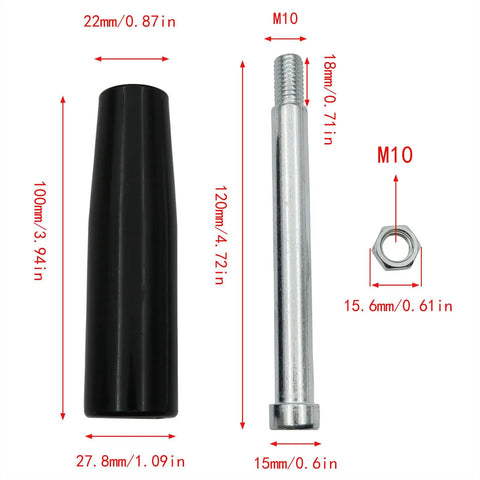 Revolving Hand Knob M10 Thread Handle For Lathe Milling Table Saw Tailstock And Woodworking Machinery Built Tough Plastic Housing With Metal Nut Smooth Finish Precise M10 Grip For Marine Trailer Jacks And Mechanical Parts featuring parts with detailed measurements.