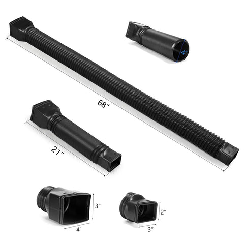 Black 1 Pack Flexible Rain Gutter Downspout Extension Extender From 21 To 68 Inches Heavy Duty PE Material Extendable Downspout Connector