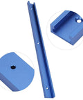 Blue Anodized Aluminum T Track 400mm 15.7in For Woodworking T Slot Miter Track Jig showing details and screw holes