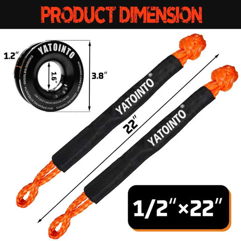 Product dimensions of Soft Shackles Recovery Kit With Half Inch By Twenty Two Inch Tow Shackle And Snatch Ring 56000 Lbs Capacity