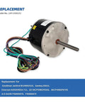 Heavy Duty 1/6 HP Condenser Fan Motor Replacement 1075 RPM 208-230V With 5 MFD Capacitor shown with wires and shaft