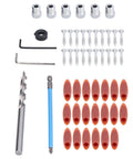 52 Pcs Oblique Pocket Hole Jig Kit With 15 Degree Adjustable Drilling Locator components, including screws, drill bits, and plugs.