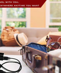 Hidden Spy Camera Nanny Cam With 1080P Full HD Video And Advanced Motion Detection discreetly placed near a suitcase in a home setting
