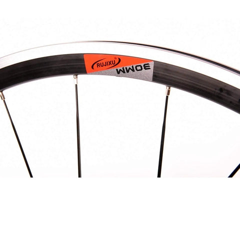 700C Road Bike Wheelset With 30mm Deep Rim For Street Speed showing close-up of rim and spokes, sealed bearings visible.