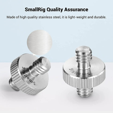 Dual Head 1/4-20 Male Screw Adapter For Camera Cage Tripod Monitor LED Light And Microphone Setups 2-Pack stainless steel close-up