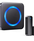 Wireless Door Chime When Doors Open For Home And Business Use, Easy Install Door Sensor Bell That Alerts When Entry Is Detected, Perfect For Toddlers And Seniors With Dementia, Customizable Tones And Several Volume Options, black wireless sensor and receiver with blue light