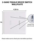 2-Gang Decorator Double Switch Plate Cover White 4-Pack With Screws For Easy Replacement Dual Light Switches Space Saving