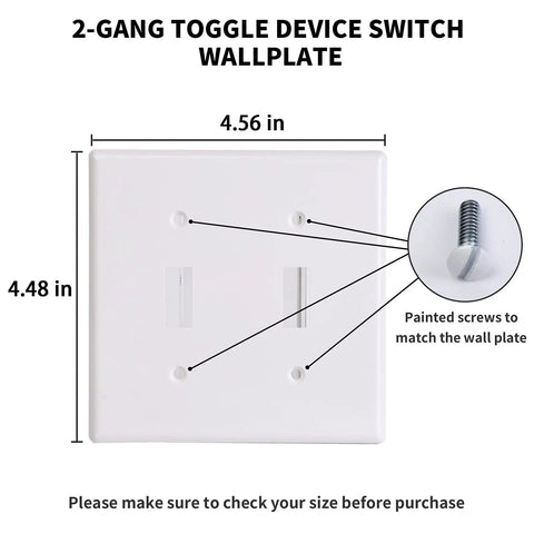 2-Gang Decorator Double Switch Plate Cover White 4-Pack With Screws For Easy Replacement Dual Light Switches Space Saving