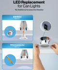 Installing 24 Pack 4 Inch LED Recessed Can Lights With 5CCT Selectable Color Temperature, including E26 and TP24 connectors.