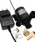 Smooth Operator DC 12V Solar Hot Water Circulation Pump, Brushless Low Noise Design, ETL Listed Power Adapter with brass fittings.
