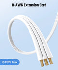 No More Juggling Plugs Ultra Slim 1.5 Ft Flat Extension Cord With Three Grounded Outlets blocks interference with 16 AWG design.