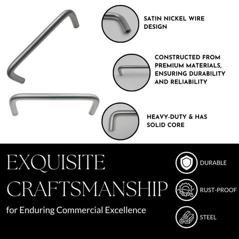 4 Inch Wire Cabinet Handles 10 Pack Satin Nickel Brushed Chrome Matte Chrome Office and Commercial Drawer Pulls, steel construction