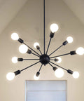 Matte Black Sputnik Chandelier With 12 Lights Adjustable Modern Ceiling Fixture For Dining Room Kitchen Island Hallway Bedroom Vintage