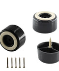 Kick Up Your Living Space Smoothly With These Tough Furniture Feet Risers Decked Out With A Grippy Rubber Base Elevates Sofas Tables And Chairs A Sweet Inch Saves Floors From Scratches Comes Packed With Four Heavy Duty Mounting Screws For Easy Install, set of four black risers with rubber base and screws.