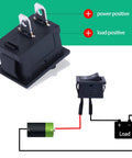 Diagram of Five Pack Rocker Switches SPST On Off 2 Pins 2 Position 6A 250V And 10A At 125V With Pre Soldered Wires Black Square Car Boat Toggle