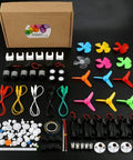 Kids DIY DC Motor Kit With 131 Pieces And 66 Gears Six Pack Bundle 1.5 To 3 Volt Mini Motors Up To 15000 RPM Includes Propeller Bulbs Buzzer Sounder And More For Hands On STEM Engineering Projects displayed with colorful components