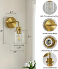 Battery Operated Wall Sconce Set Of Two With Remote Dimmable Wireless Cordless Gold Wall Lights 3000K Warm White Modern Lamps For Bathroom Bedroom Living Room No Wiring Needed showing dimensions and design features