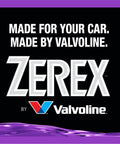 Top Shelf Ready To Roll Antifreeze Coolant Featuring Phosphate Silicate Free Organic Acid Formula For Real Deal Engine Guard Against Freezing Overheating And Rust In A Prediluted Ready To Pour Mix Case Of Six Gallons label by Valvoline with Zerex logo on black background.