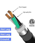 Heavy Duty 25 Ft Welding Extension Cord 8 AWG Copper 40A 250V Lighted End NEMA Six Fifty Style Industrial Grade ETL Approved