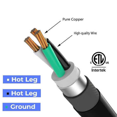 Heavy Duty 25 Ft Welding Extension Cord 8 AWG Copper 40A 250V Lighted End NEMA Six Fifty Style Industrial Grade ETL Approved