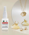 Rock Solid Jewelry Glue For Crystals And Rhinestones Instant Bond Adhesive with pearls, rings, necklace display