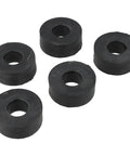 5 Pack Rubber Bumpers For Gym Equipment And Home Furniture With Quiet Shock Absorption And Anti Vibration Pads shown in black rubber