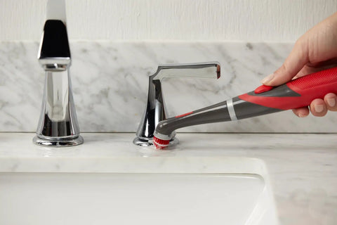 Attachable Grout Head For Cordless Power Scrubber Battery Powered Scrub Brush Attachment cleaning around bathroom faucet