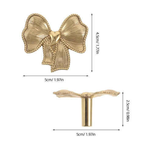 Luxurious Vintage Brass Bow Drawer Handles For Furniture And Boxes, gold brass bowknot knob, 5cm wide, 4.5cm high