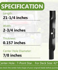Beefy High Lift Lawn Mower Blade For 42 Inch Deck Fits D105 D110 LT160 LA135 Z225 And More Heavy Duty Replacement Replaces AM141034 AM141032 AM154062 AM137327 AM154061 2 Pack