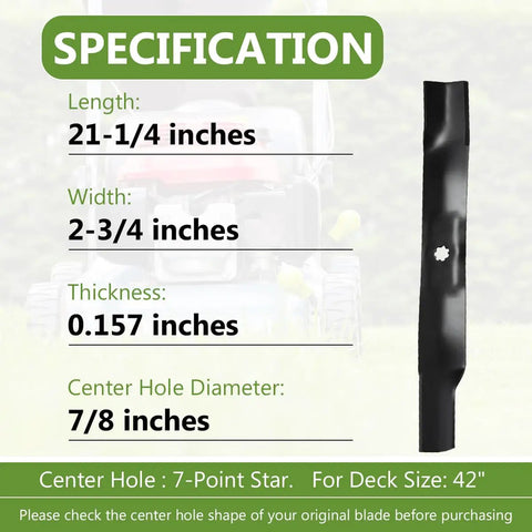 Beefy High Lift Lawn Mower Blade For 42 Inch Deck Fits D105 D110 LT160 LA135 Z225 And More Heavy Duty Replacement Replaces AM141034 AM141032 AM154062 AM137327 AM154061 2 Pack