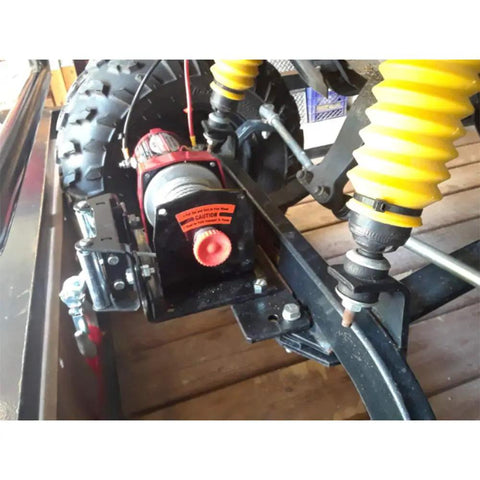 2,000 Lb ATV Winch With Steel Cable, Wired Manual Remote Control Switch, Mounting Plate, Roller Fairlead And Hook on ATV