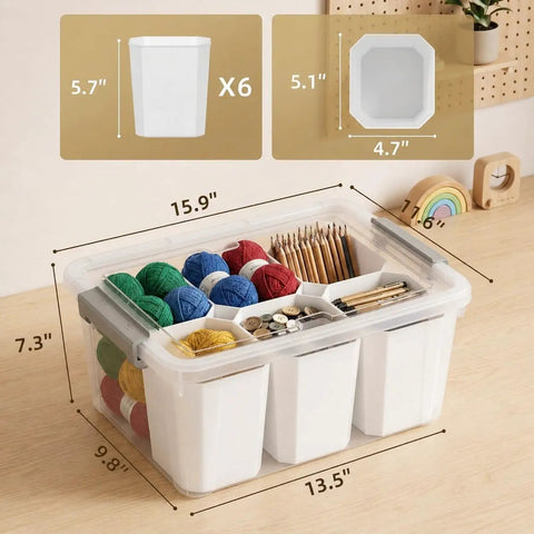 Clear 17 Qt Plastic Storage Bins With Lids, Multipurpose Stackable Organizer Boxes For Tools, Crafts, Crayons, Beads, And Office Supplies, Removable Dividers For Custom Sorting, Easy Access Transparent Storage Containers