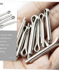 304 Stainless Steel Roll Pin Set 220 Piece Cotter Pin Assortment Kit For Cars Trucks And Small Engines Lower Parts Hardware DIY Friendly Ride Ready Easy Install Durable Automotive Hairpins And Springs, stainless cotter pins in hand