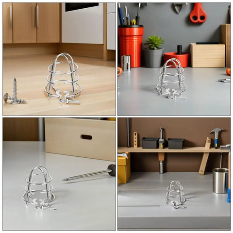 No Fuss Setup Fire Sprinkler Head Protector Cage Cover Clamps Fast Without Any Tools on workbench with tools and screws.