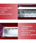 Straight Up Automatic Ice Maker With Smart Water Top Off And No Hassle Fetch Design For Home Bars And Boutique Stores Featuring Clear Preview Panel And Solid Abs Build For Snappy Serve Times showing 9 evaporation columns and transparent window.
