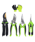 4 Pack Titanium Bypass Pruning Shears With Ergonomic Grips And Stainless Blades, Gardening Tool Kit With Gloves, visible display