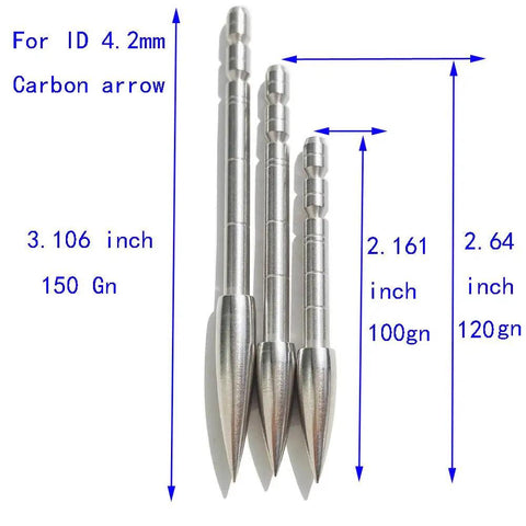 Archery Field Points Set For Target Practice 100 120 150 200 Grain Pro Grade Stainless Steel For 4.2mm Shafts