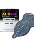 Pro Grade Blue Basecoat Paint Gallon Ready To Spray With Slow Reducer For A Killer Automotive Finish shown with a Kinda Blue paint sample.