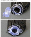 Close-up of a clear water inlet on a black surface for a 10 foot patio mosquito netting umbrella cover with zipper windproof screen.