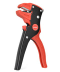 Two In One Wire Stripper And Cutter For 10-24 AWG Cables Adjustable With Auto Return Spring featured in a vertical position.