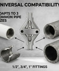 Heavy Duty Drill Powered Broken Pipe Thread Extractor Tool Set With Universal Compatibility For Plumbing Repairs To Spin Out Damaged Fittings Fast And Easy Saving You Plenty Of Time On Any Job, fits 1/2, 3/4, 1 in pipes