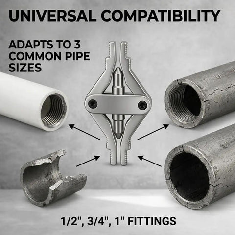 Heavy Duty Drill Powered Broken Pipe Thread Extractor Tool Set With Universal Compatibility For Plumbing Repairs To Spin Out Damaged Fittings Fast And Easy Saving You Plenty Of Time On Any Job, fits 1/2, 3/4, 1 in pipes