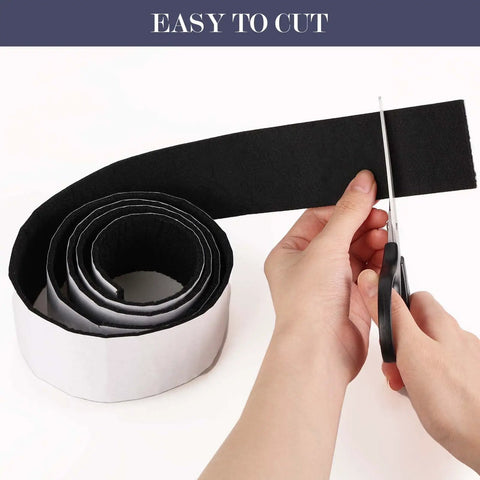 Snag These Two Pack Heavy Duty Self Adhesive Felt Tape Rolls For Protecting Hardwood Floors Chairs Furniture And Walls Super Easy To Cut And Stick Down being cut with scissors.