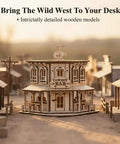 Wild West 3D Wooden Puzzle Kit For Adults And Teens, Miniature Cowboy Saloon Building Set, Desktop Architecture Model, Hands-On Wood Craft Project, Creative Gift For Woodworking Hobbyists And Collectors; wooden cowboy bar model