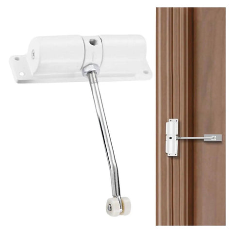Gate Opener Kit With Universal Extension Spring Door Closer And Automatic Gate Lock Heavy Duty Aluminum Alloy Construction Soft Closing Action