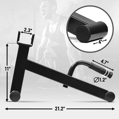 Side view of Beefy Heavy Duty Deadlift Jack Barbell Stand For Easy Plate Loading And Unloading, black stainless steel finish.