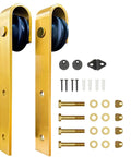 Brushed Brass Gold Barn Door Rollers Kit For Interior Closet And Pantry Doors A Heavy Duty Sliding Hardware Set For 1 3 8 Inch And 1 3 4 Inch Panels Built To Last Up To 170 Lbs Track Not Included Set Of 2